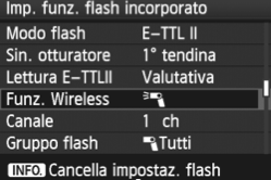 Impostazione flash wireless esterno Impostazione flash wireless esterno